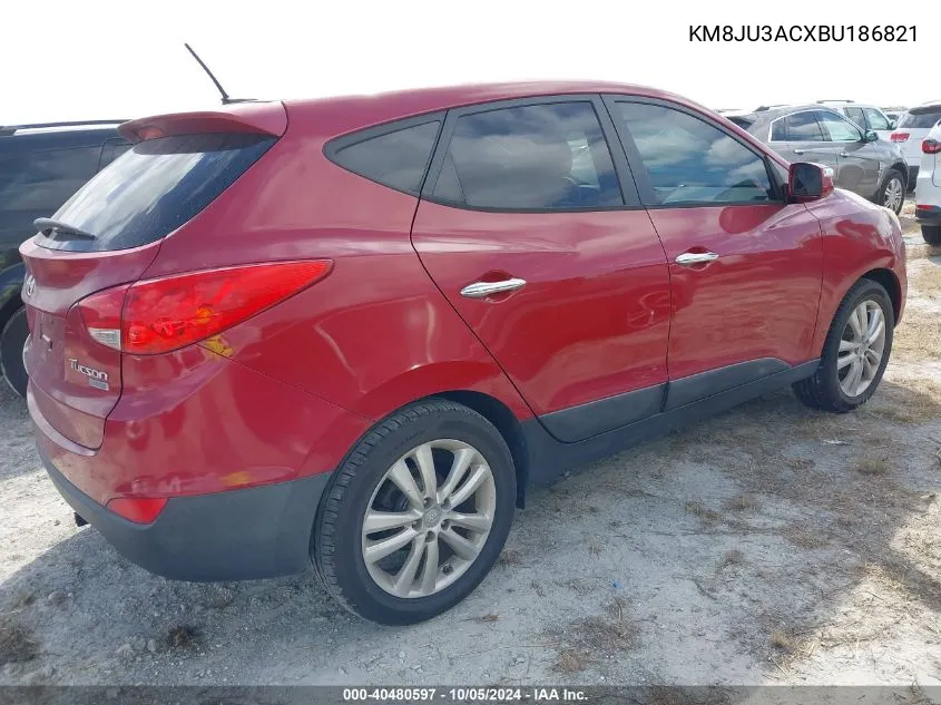 2011 Hyundai Tucson Limited VIN: KM8JU3ACXBU186821 Lot: 40480597