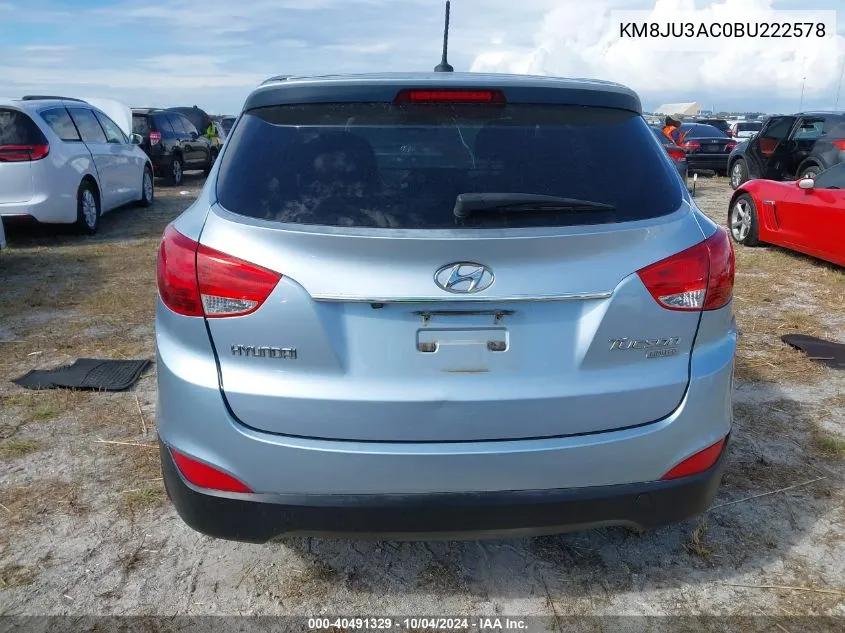 2011 Hyundai Tucson Limited VIN: KM8JU3AC0BU222578 Lot: 40491329