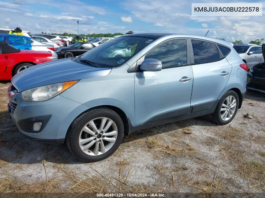 2011 Hyundai Tucson Limited VIN: KM8JU3AC0BU222578 Lot: 40491329