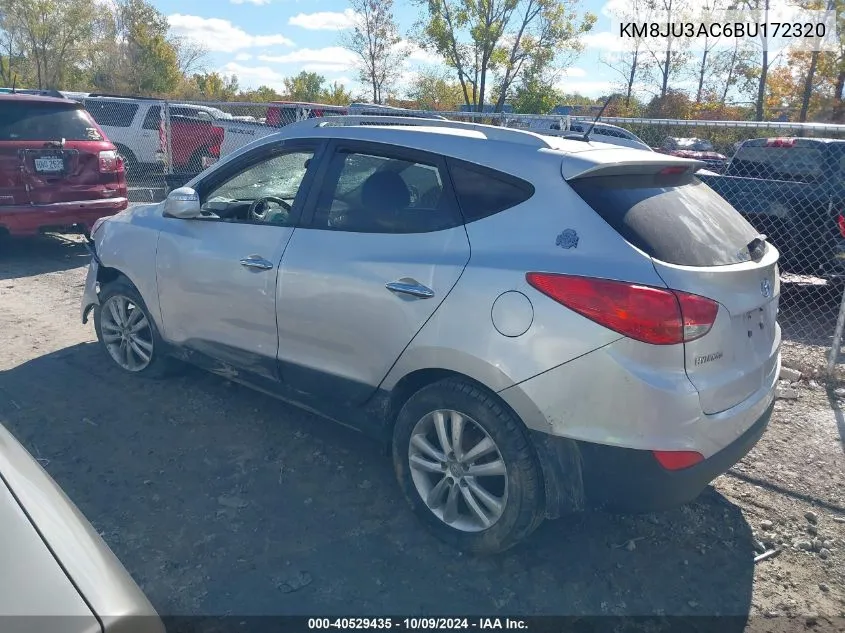 2011 Hyundai Tucson Gls/Limited VIN: KM8JU3AC6BU172320 Lot: 40529435