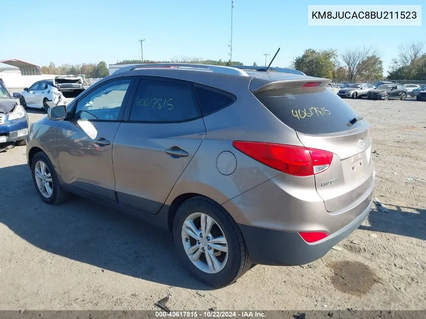 2011 Hyundai Tucson Gls VIN: KM8JUCAC8BU211523 Lot: 40617815