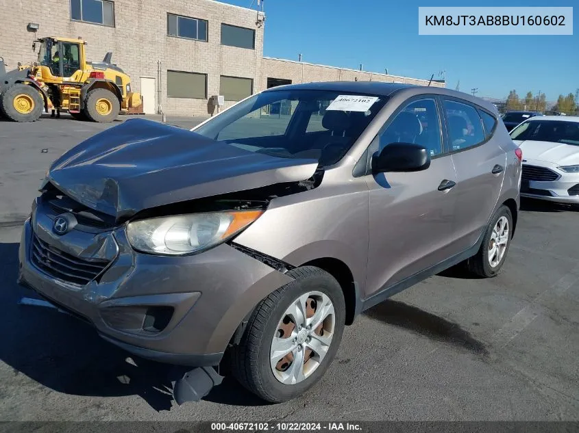 2011 Hyundai Tucson Gl VIN: KM8JT3AB8BU160602 Lot: 40672102