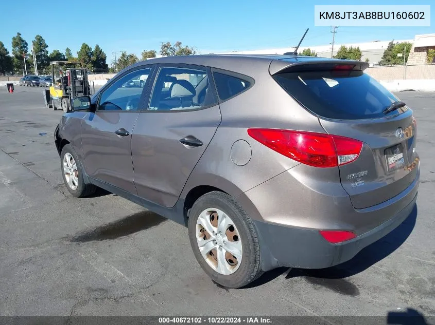 2011 Hyundai Tucson Gl VIN: KM8JT3AB8BU160602 Lot: 40672102