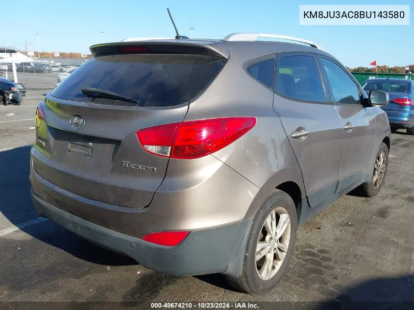 2011 Hyundai Tucson Gls VIN: KM8JU3AC8BU143580 Lot: 40674210