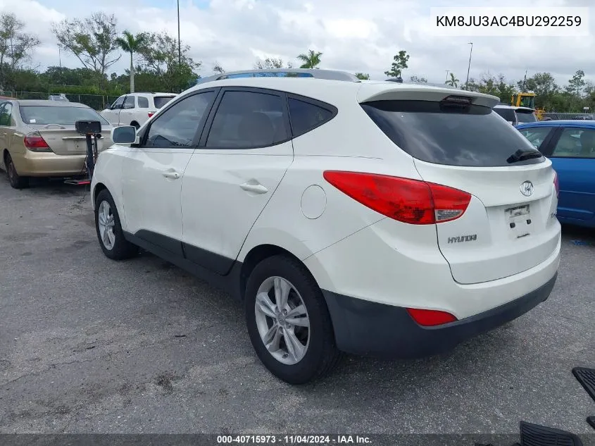 2011 Hyundai Tucson Gls VIN: KM8JU3AC4BU292259 Lot: 40715973