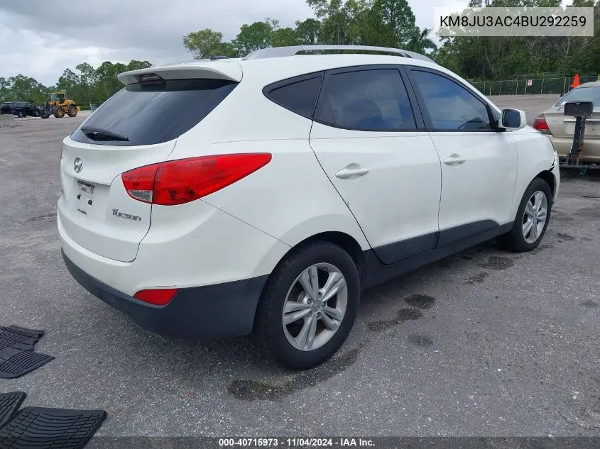 2011 Hyundai Tucson Gls VIN: KM8JU3AC4BU292259 Lot: 40715973