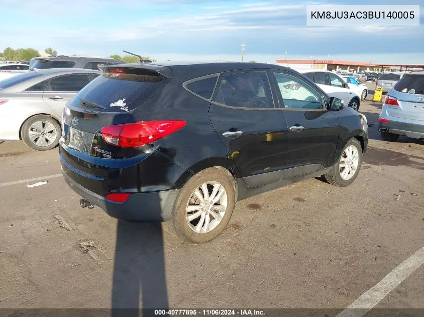 2011 Hyundai Tucson Limited VIN: KM8JU3AC3BU140005 Lot: 40777895