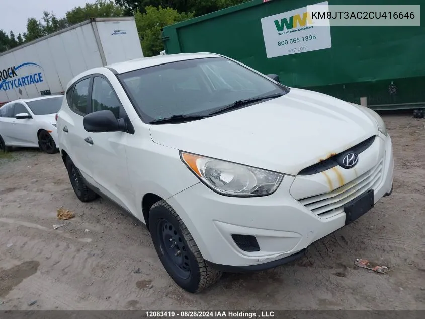 2012 Hyundai Tucson Gl VIN: KM8JT3AC2CU416646 Lot: 12083419