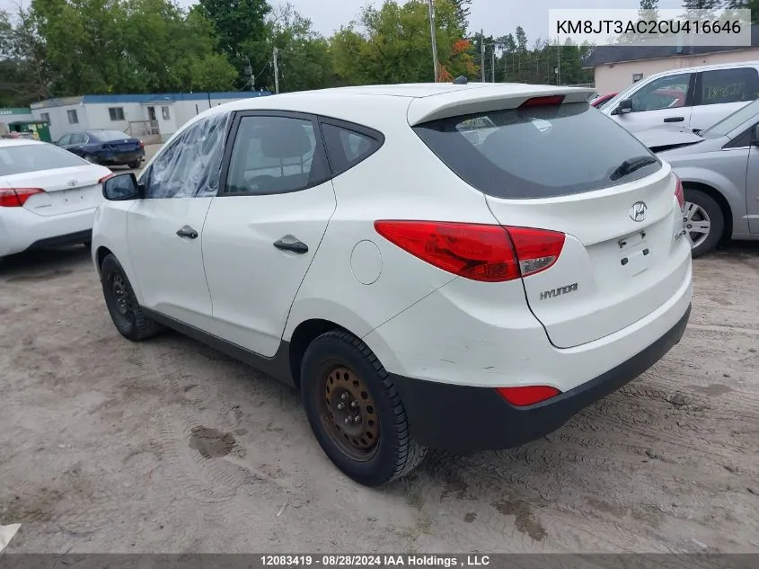 2012 Hyundai Tucson Gl VIN: KM8JT3AC2CU416646 Lot: 12083419