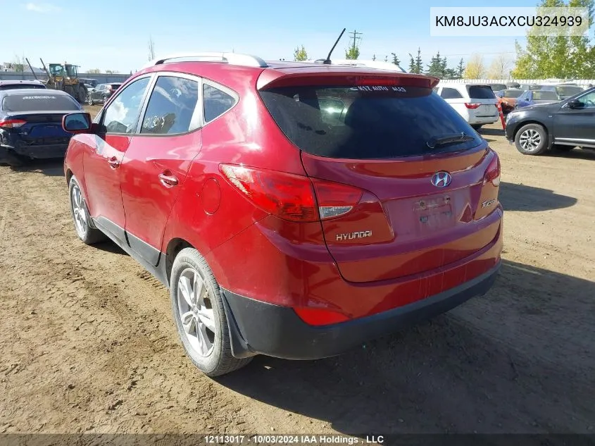 2012 Hyundai Tucson Gls VIN: KM8JU3ACXCU324939 Lot: 12113017