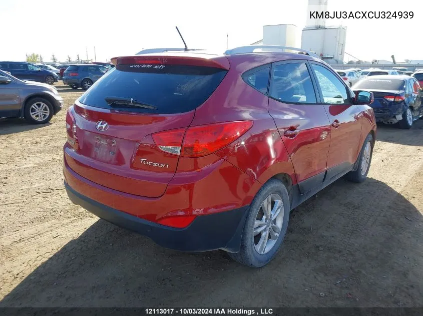 2012 Hyundai Tucson Gls VIN: KM8JU3ACXCU324939 Lot: 12113017