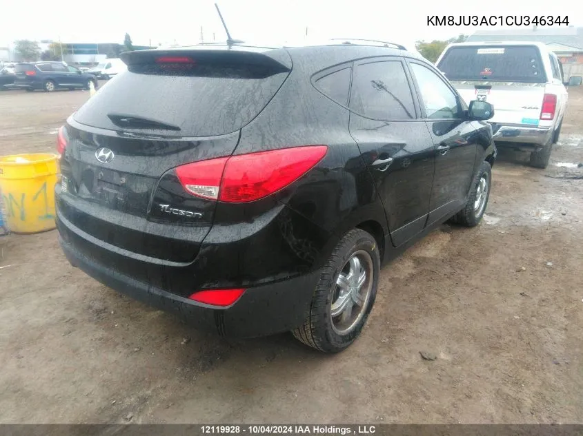 2012 Hyundai Tucson Gls/Limited VIN: KM8JU3AC1CU346344 Lot: 12119928