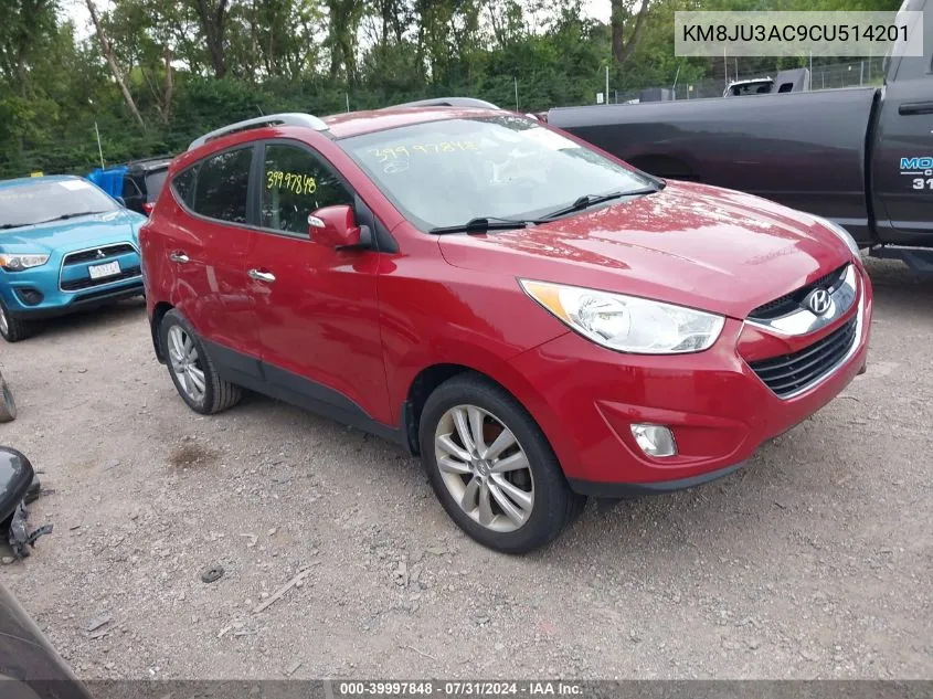 2012 Hyundai Tucson Limited VIN: KM8JU3AC9CU514201 Lot: 39997848