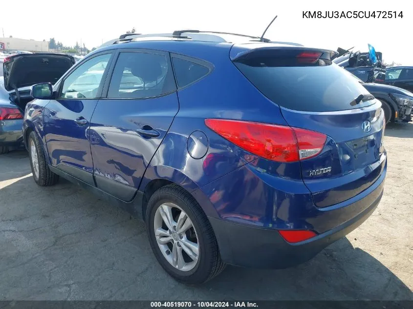 2012 Hyundai Tucson Gls VIN: KM8JU3AC5CU472514 Lot: 40519070