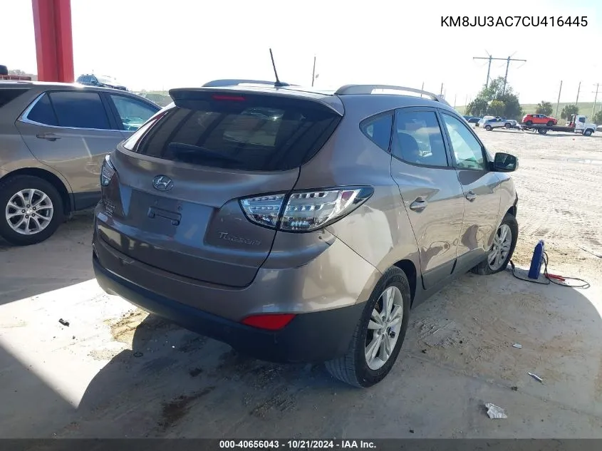 2012 Hyundai Tucson Gls/Limited VIN: KM8JU3AC7CU416445 Lot: 40656043