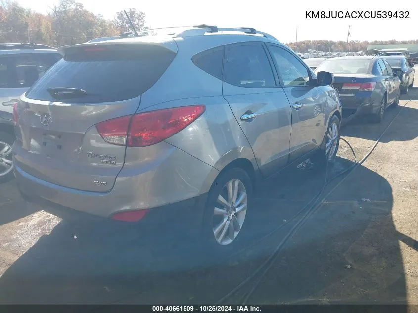 2012 Hyundai Tucson Limited VIN: KM8JUCACXCU539432 Lot: 40661509