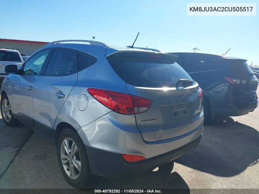 2012 Hyundai Tucson Gls VIN: KM8JU3AC2CU505517 Lot: 40792292