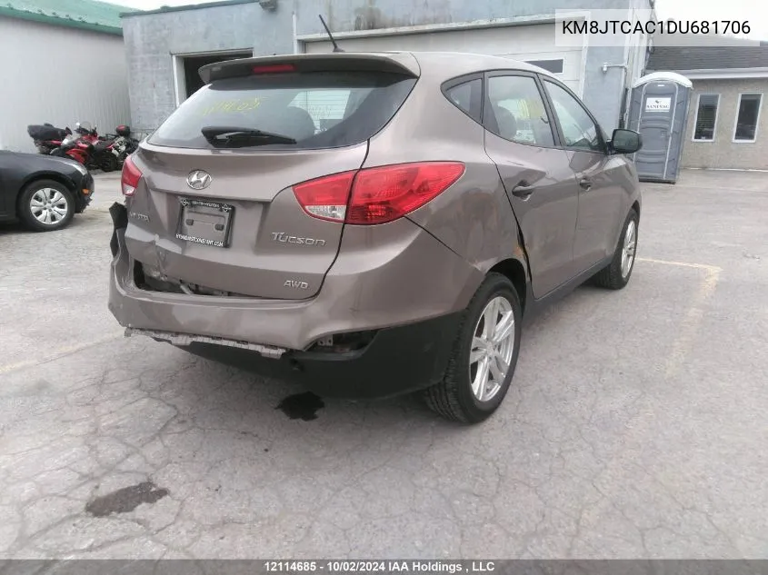 2013 Hyundai Tucson Gl VIN: KM8JTCAC1DU681706 Lot: 12114685