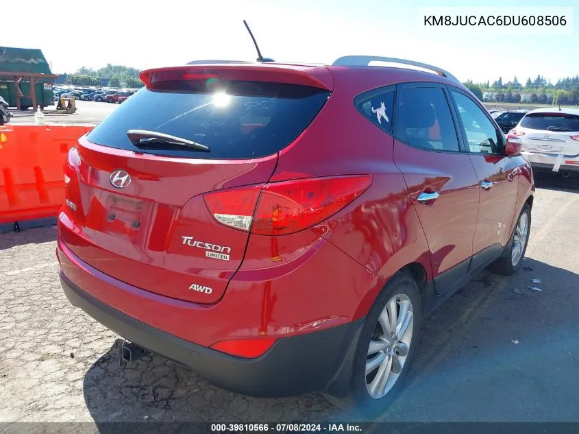 2013 Hyundai Tucson Limited VIN: KM8JUCAC6DU608506 Lot: 39810566