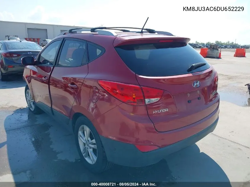 2013 Hyundai Tucson Gls/Limited VIN: KM8JU3AC6DU652229 Lot: 40008721