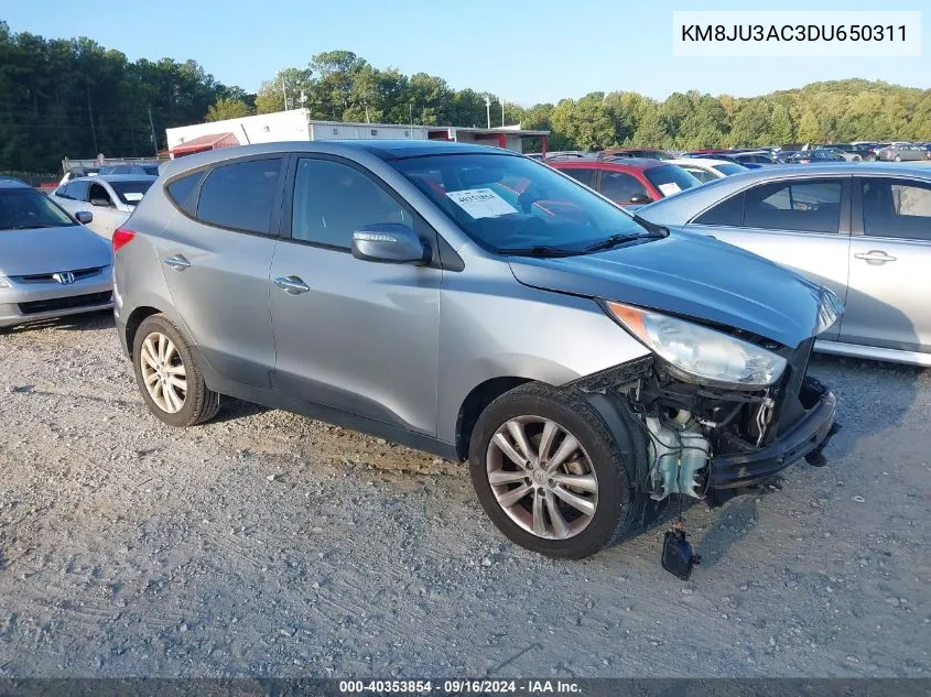 2013 Hyundai Tucson Gls/Limited VIN: KM8JU3AC3DU650311 Lot: 40353854