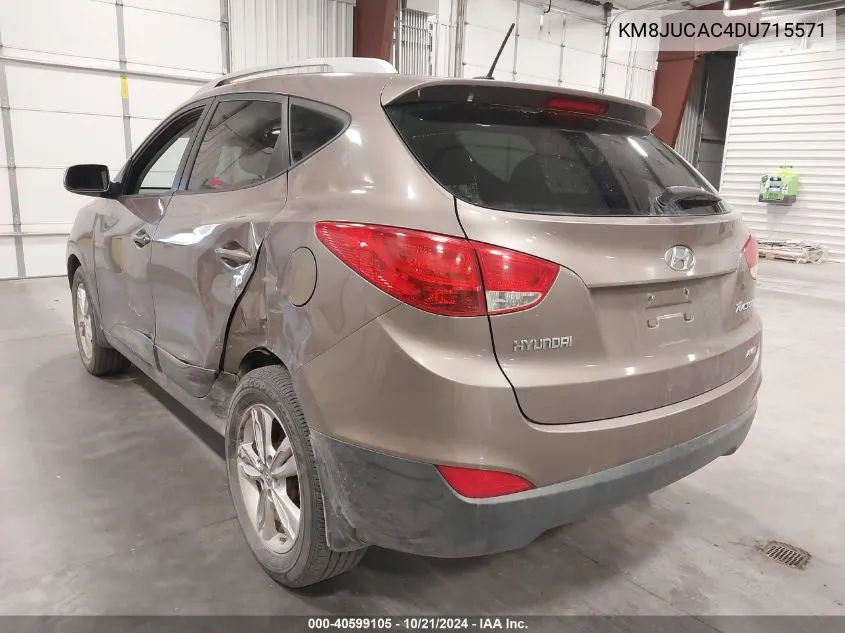 2013 Hyundai Tucson Gls VIN: KM8JUCAC4DU715571 Lot: 40599105