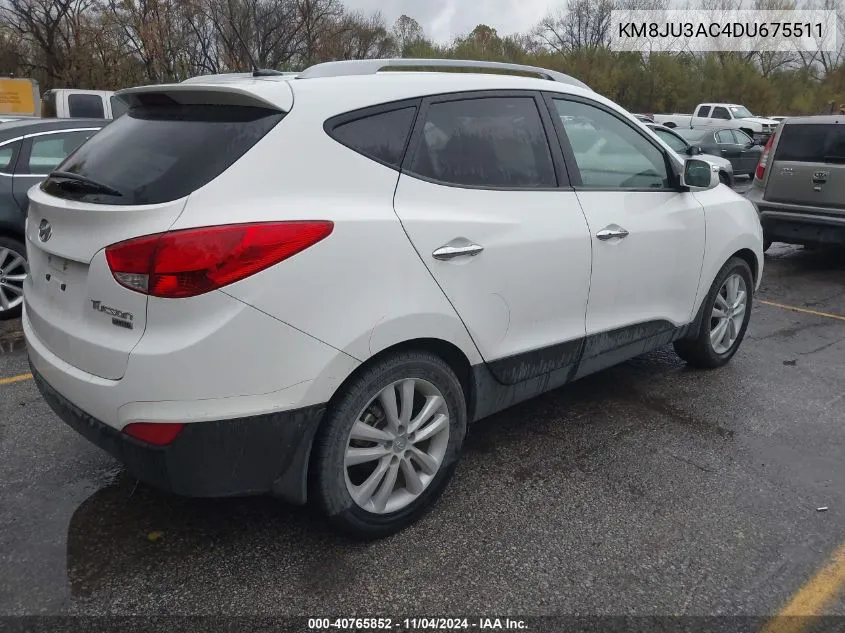 2013 Hyundai Tucson Limited VIN: KM8JU3AC4DU675511 Lot: 40765852