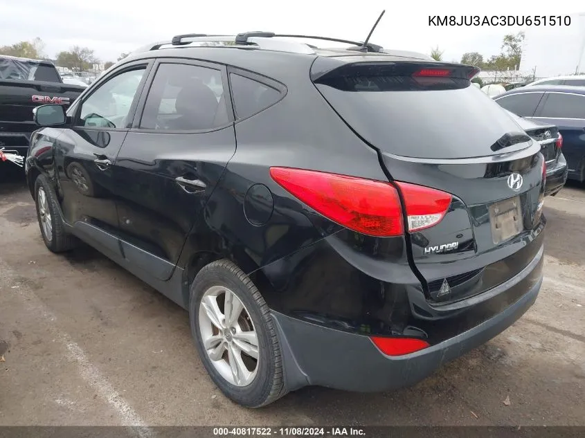 2013 Hyundai Tucson Gls VIN: KM8JU3AC3DU651510 Lot: 40817522