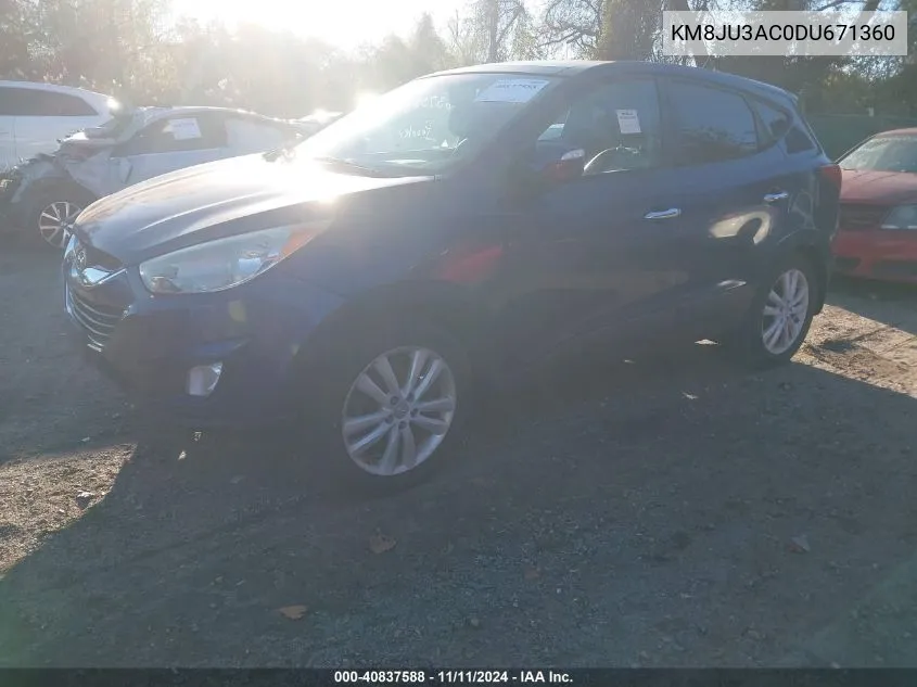 2013 Hyundai Tucson Limited VIN: KM8JU3AC0DU671360 Lot: 40837588