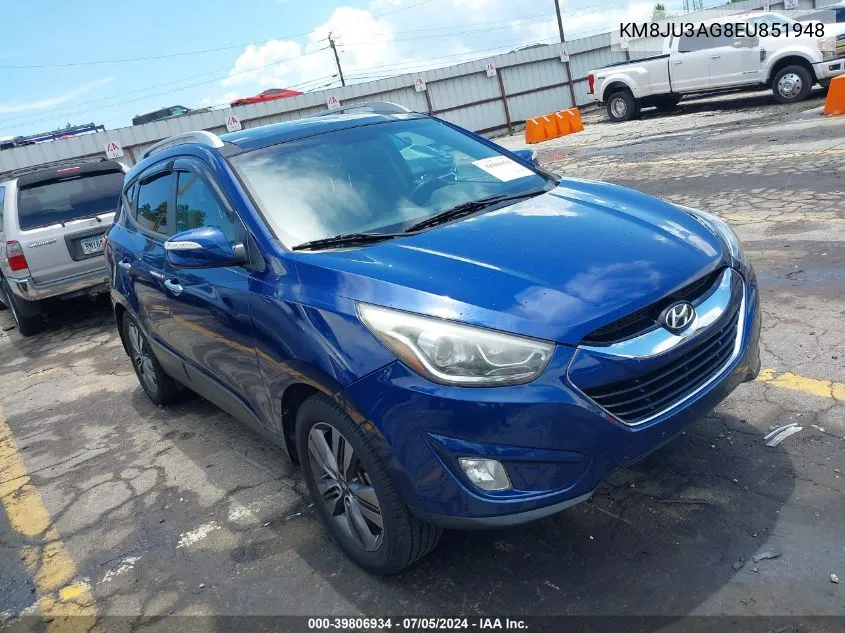 2014 Hyundai Tucson Limited VIN: KM8JU3AG8EU851948 Lot: 39806934