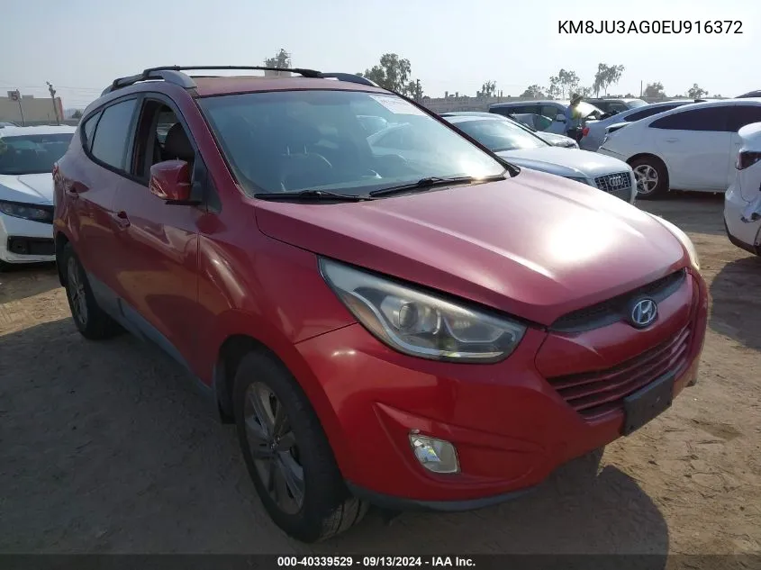 2014 Hyundai Tucson Se VIN: KM8JU3AG0EU916372 Lot: 40339529