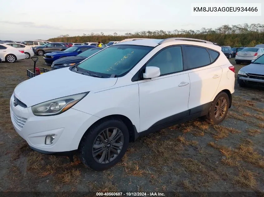 2014 Hyundai Tucson Se VIN: KM8JU3AG0EU934466 Lot: 40560687