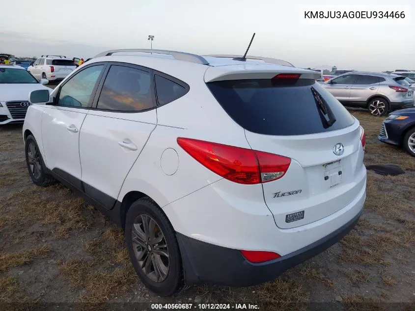 2014 Hyundai Tucson Se VIN: KM8JU3AG0EU934466 Lot: 40560687