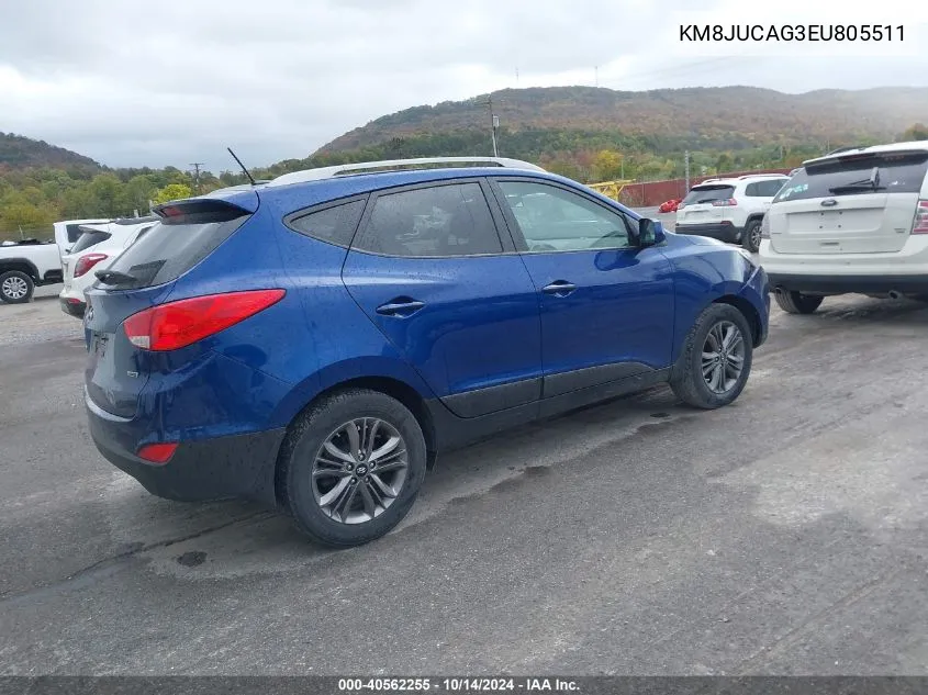 2014 Hyundai Tucson Se VIN: KM8JUCAG3EU805511 Lot: 40562255