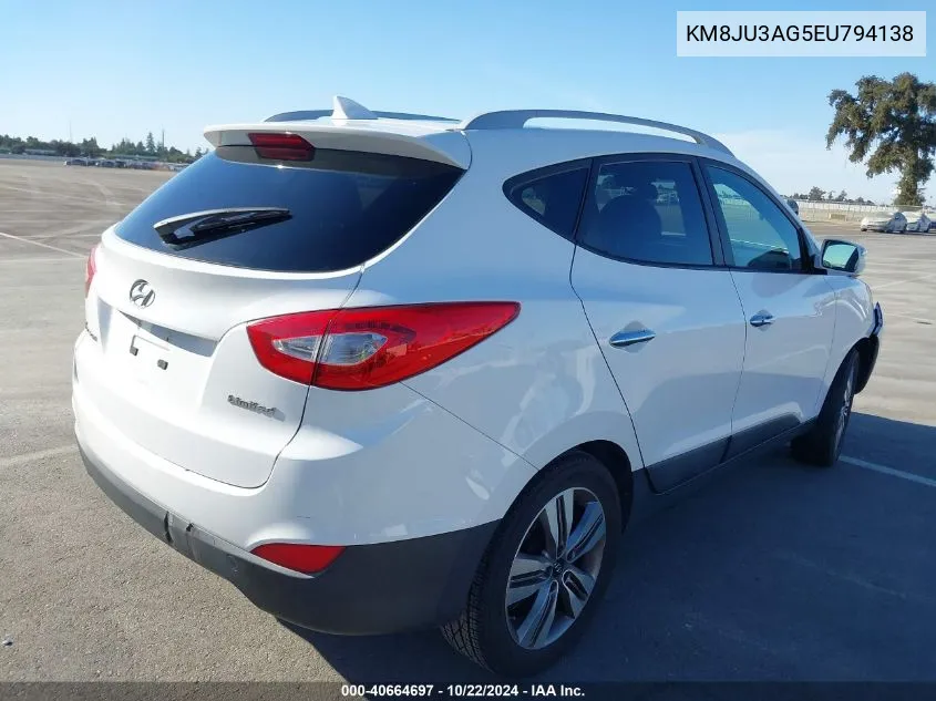 2014 Hyundai Tucson Limited VIN: KM8JU3AG5EU794138 Lot: 40664697