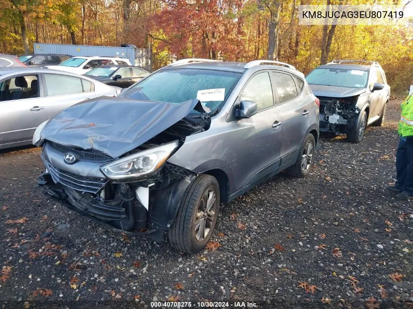 2014 Hyundai Tucson Se VIN: KM8JUCAG3EU807419 Lot: 40708275