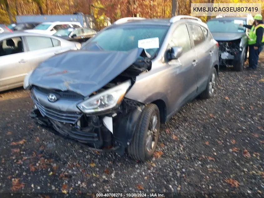 2014 Hyundai Tucson Se VIN: KM8JUCAG3EU807419 Lot: 40708275