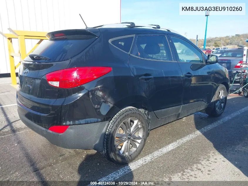 2014 Hyundai Tucson Se VIN: KM8JU3AG3EU910260 Lot: 40724338