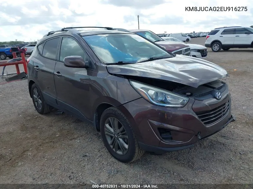 2014 Hyundai Tucson Se VIN: KM8JUCAG2EU916275 Lot: 40752831