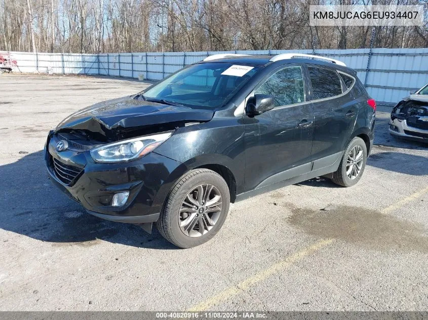 2014 Hyundai Tucson Se VIN: KM8JUCAG6EU934407 Lot: 40820916