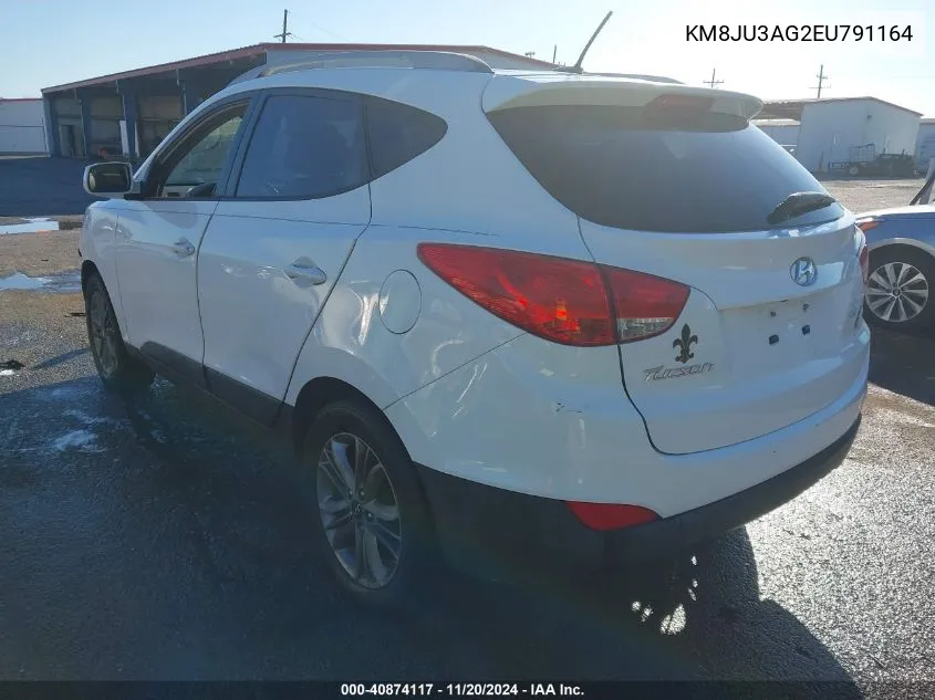 2014 Hyundai Tucson Se VIN: KM8JU3AG2EU791164 Lot: 40874117