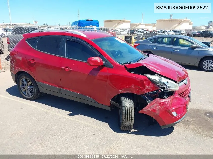 2015 Hyundai Tucson Se VIN: KM8JU3AG0FU092522 Lot: 39928835