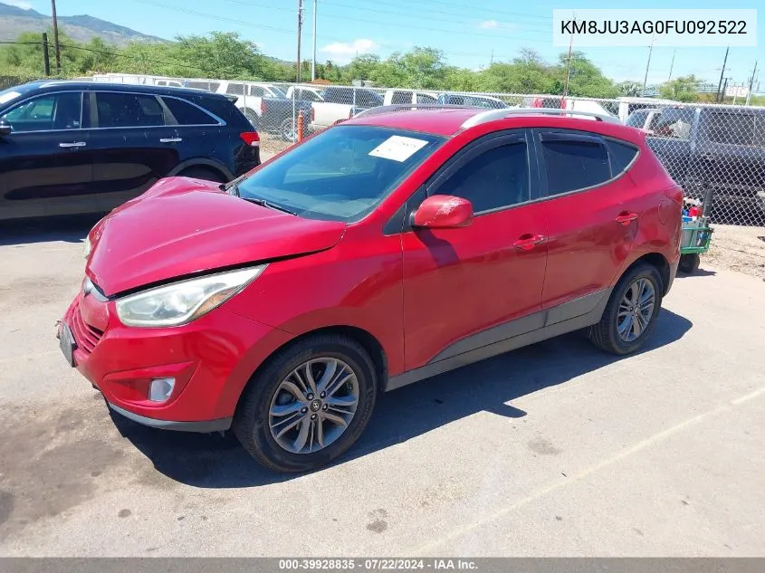 2015 Hyundai Tucson Se VIN: KM8JU3AG0FU092522 Lot: 39928835