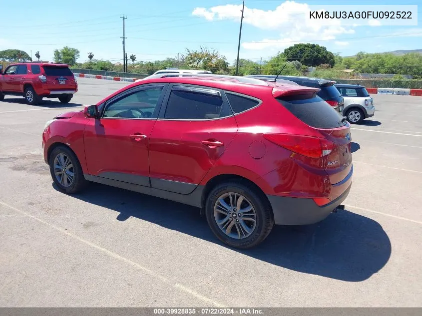 2015 Hyundai Tucson Se VIN: KM8JU3AG0FU092522 Lot: 39928835