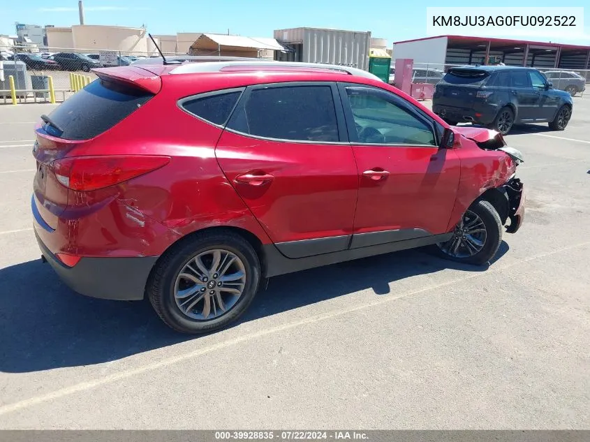 2015 Hyundai Tucson Se VIN: KM8JU3AG0FU092522 Lot: 39928835