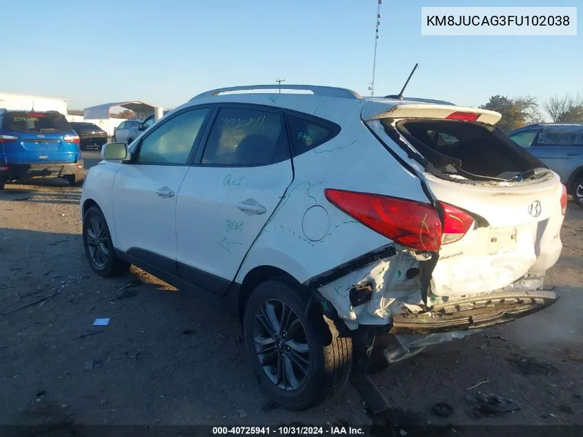 2015 Hyundai Tucson Se VIN: KM8JUCAG3FU102038 Lot: 40725941