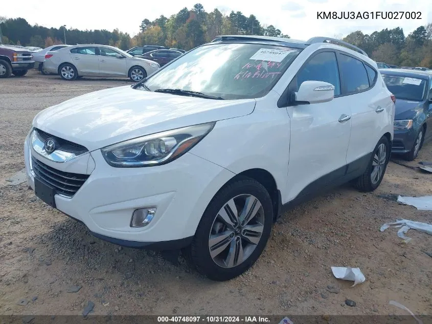 2015 Hyundai Tucson Limited VIN: KM8JU3AG1FU027002 Lot: 40748097