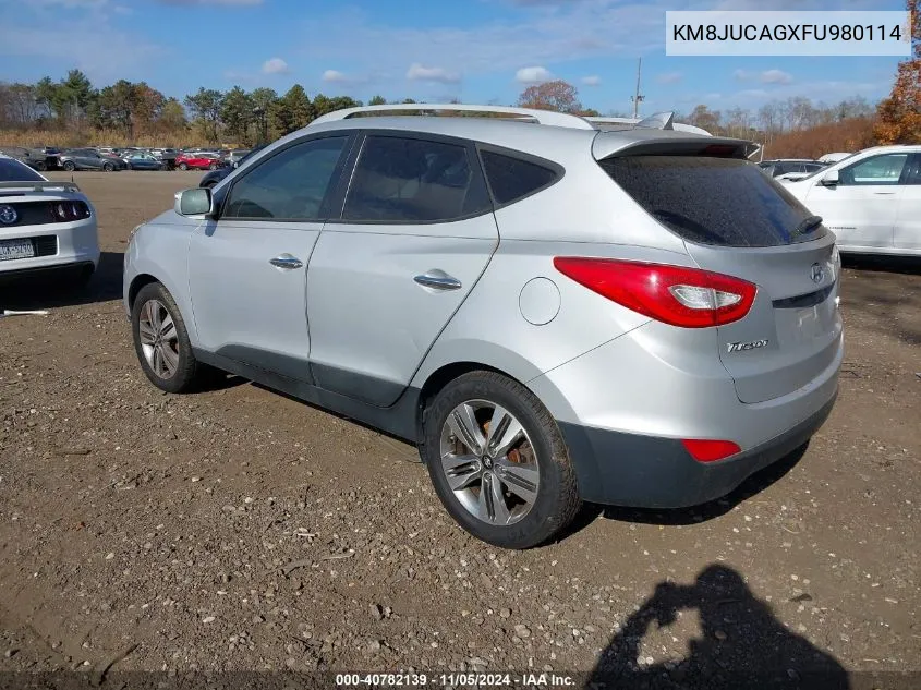 2015 Hyundai Tucson Limited VIN: KM8JUCAGXFU980114 Lot: 40782139