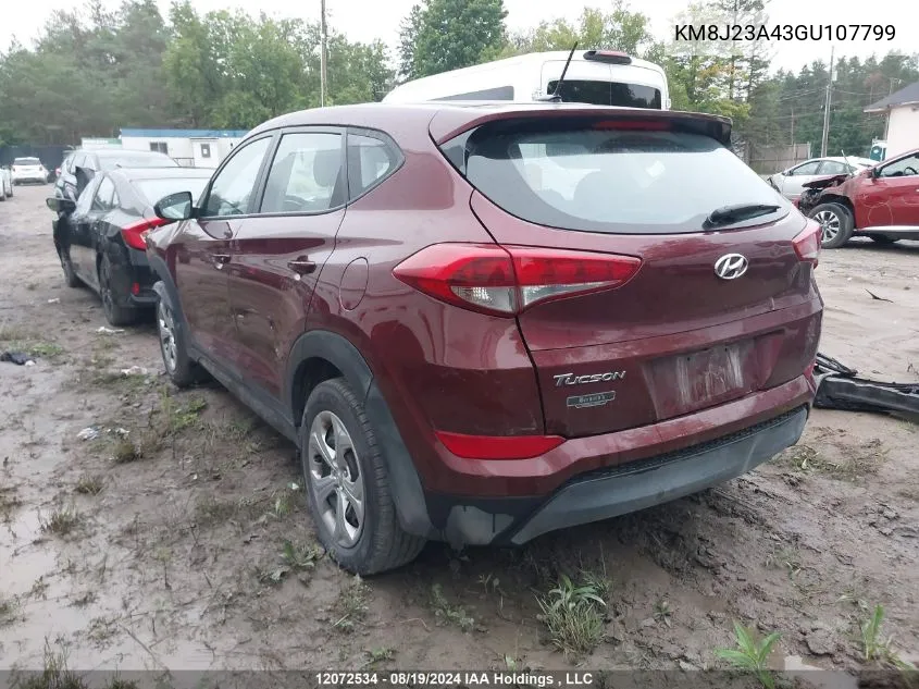 2016 Hyundai Tucson VIN: KM8J23A43GU107799 Lot: 12072534