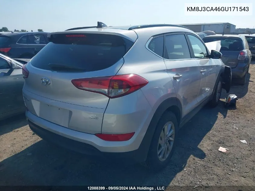 2016 Hyundai Tucson Luxury VIN: KM8J3CA46GU171543 Lot: 12088399